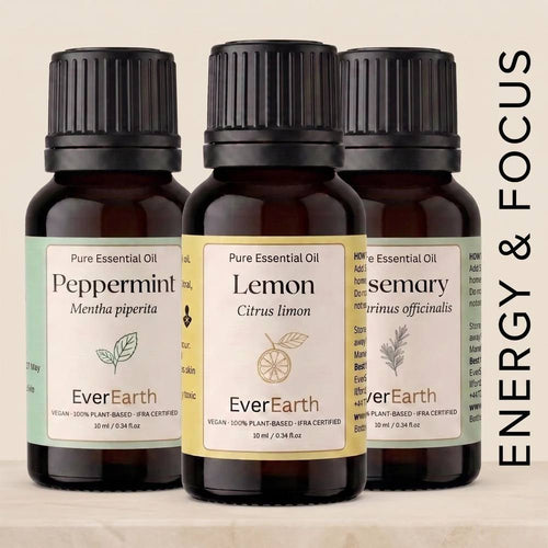 EverEarth Energy and Focus Trio essential oil gift set 3 x 10ml bottle