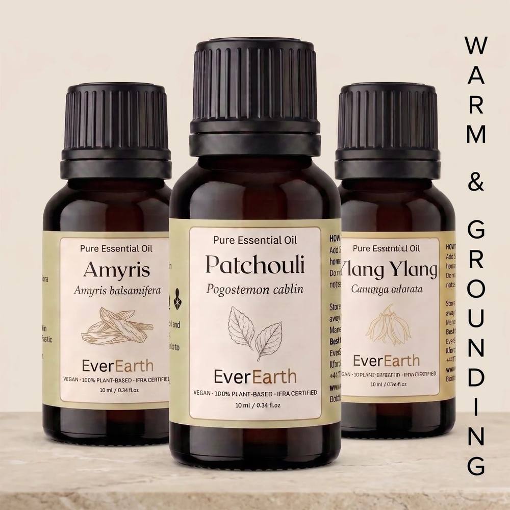 EverEarth Warm and Grounding Trio essential oil gift set 3 x 10ml bottle