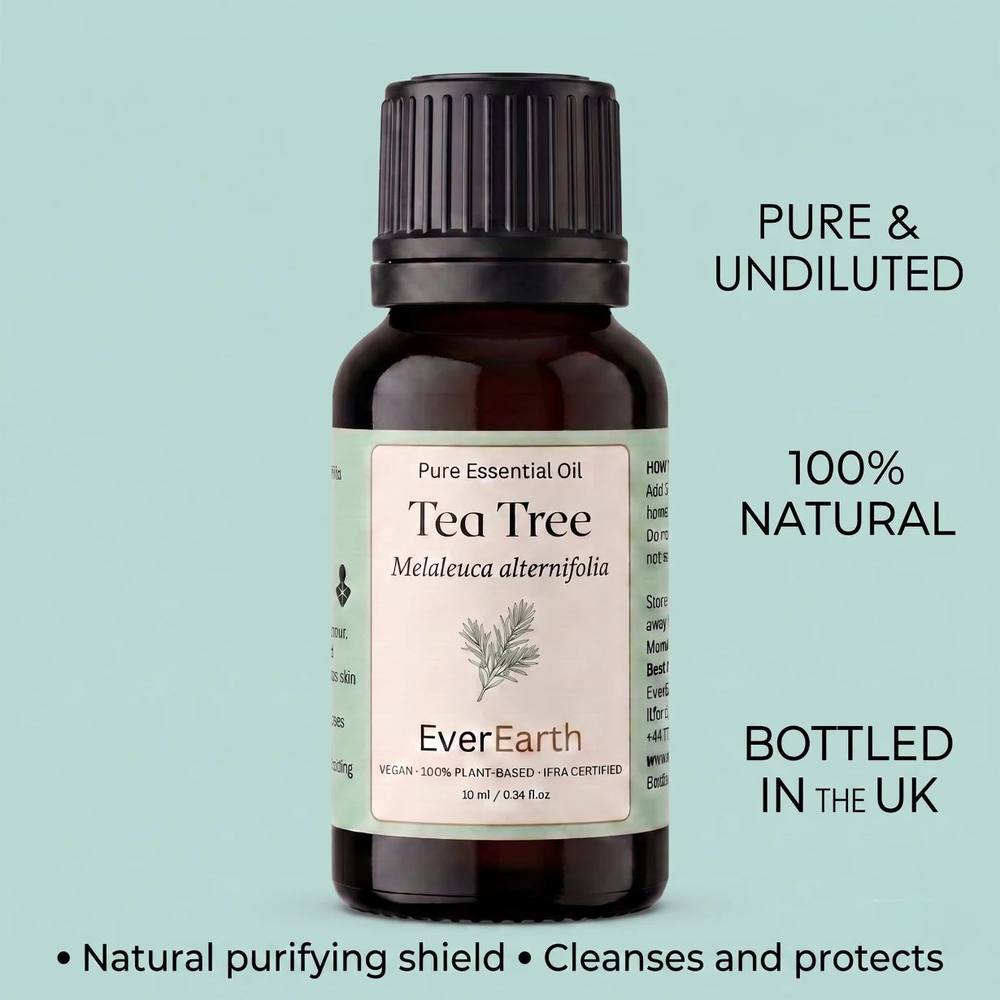 EverEarth Tea Tree essential oil, pure and undiluted, 100 percent natural, bottled in the UK