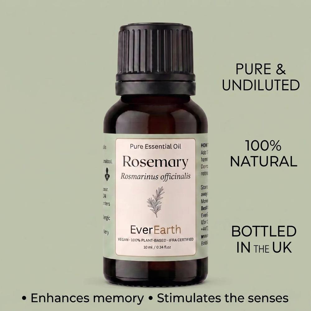 EverEarth Rosemary essential oil, pure and undiluted, 100 percent natural, bottled in the UK