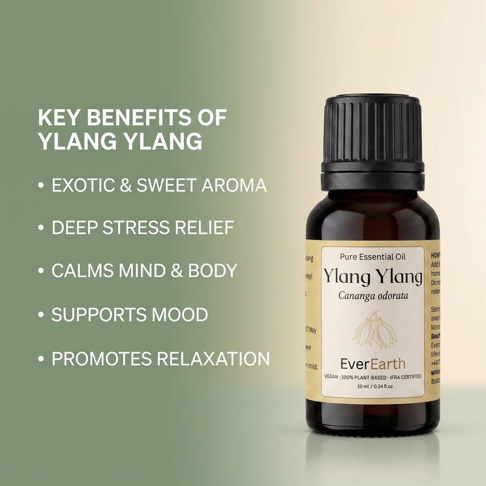 EverEarth Ylang Ylang essential oil, sweet exotic floral aroma and calming ritual