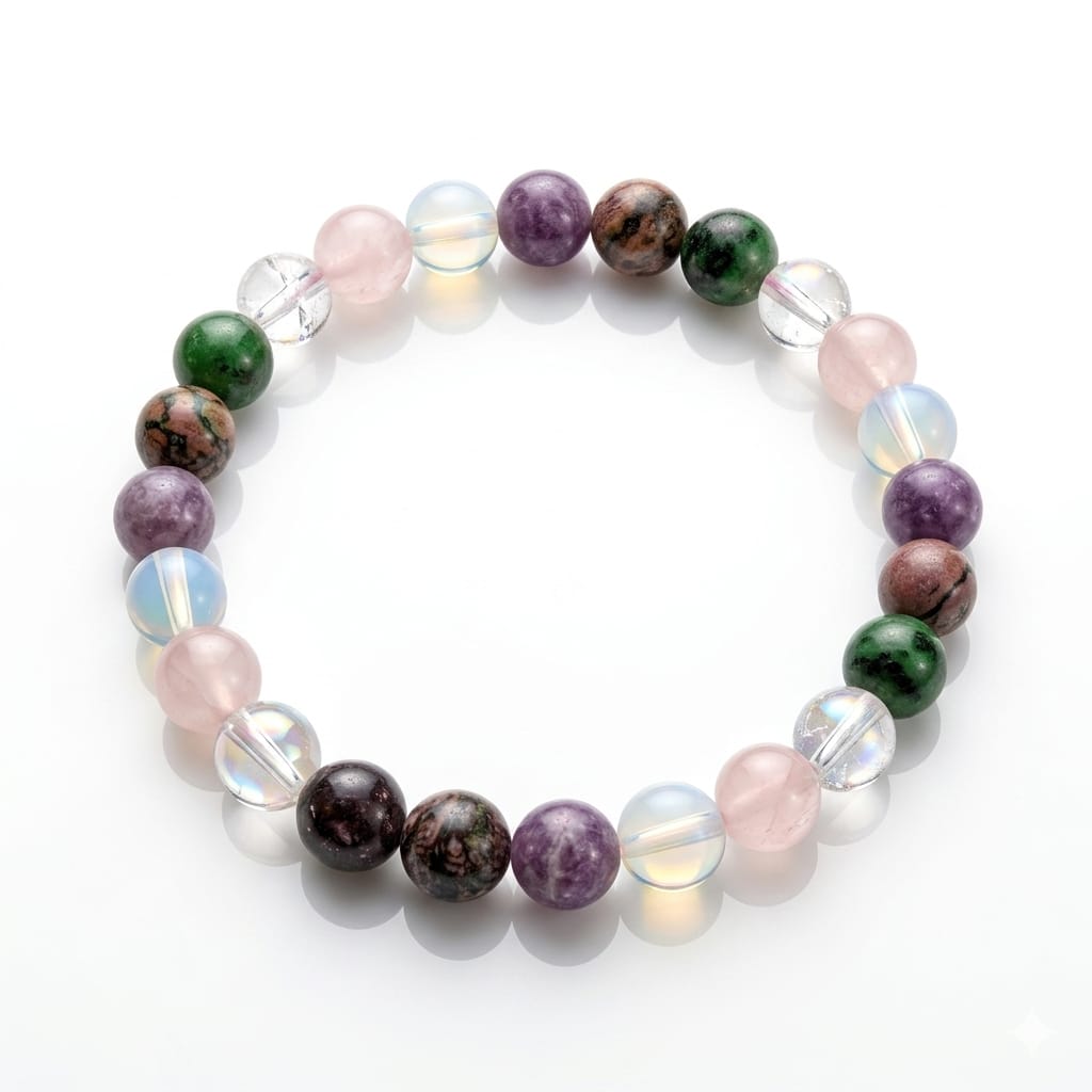 House of Rivit Pastel Harmony Healing Bracelet – Opalite, Lepidolite & Rose Quartz