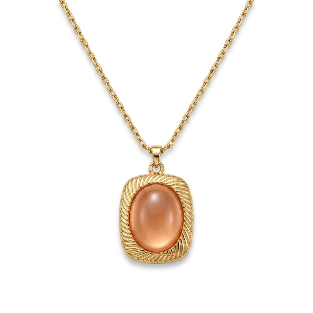 The Siren Peach Moonstone Signet Pendant Necklace
