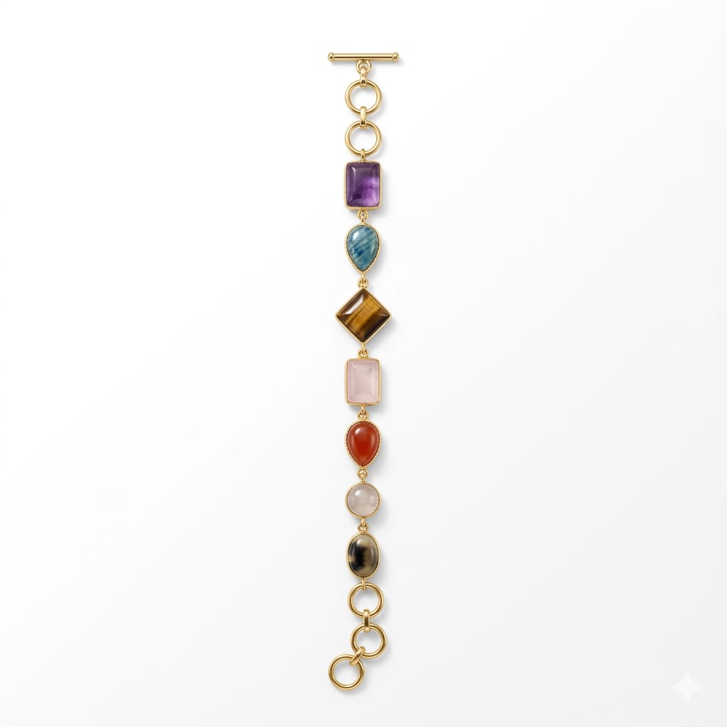 The Mosaic Multi-Gemstone Toggle Bracelet