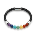 House of Rivit Executive Braided Leather 7 Chakra Alignment Bracelet