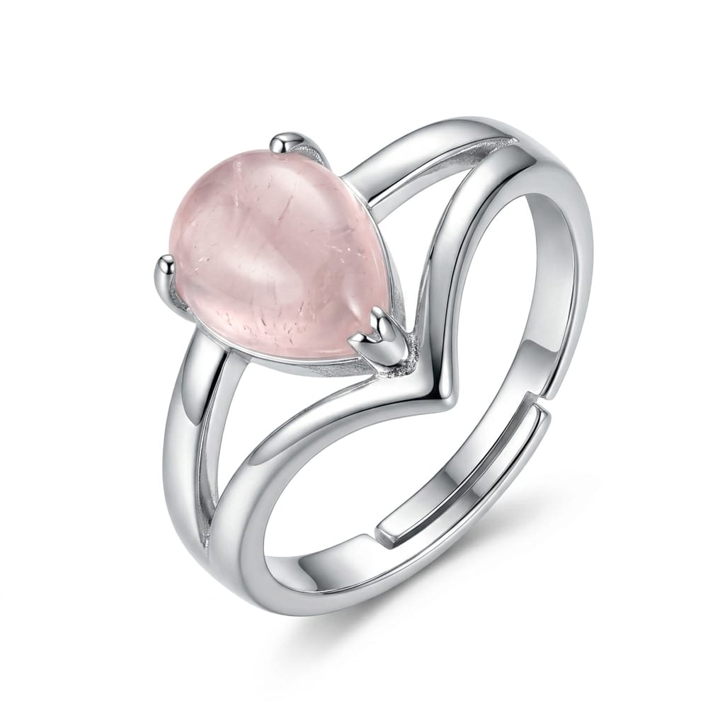 House of Rivit Rose Quartz Statement Ring – Emotional Peace & Self-Care