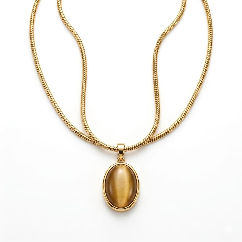 The Aura Tiger’s Eye Oval Pendant Necklace