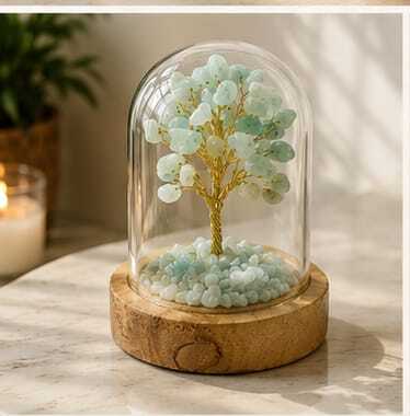 House of Rivit Amazonite Crystal Gem Tree in Glass Dome
