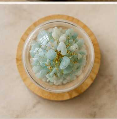 House of Rivit Amazonite Crystal Gem Tree in Glass Dome