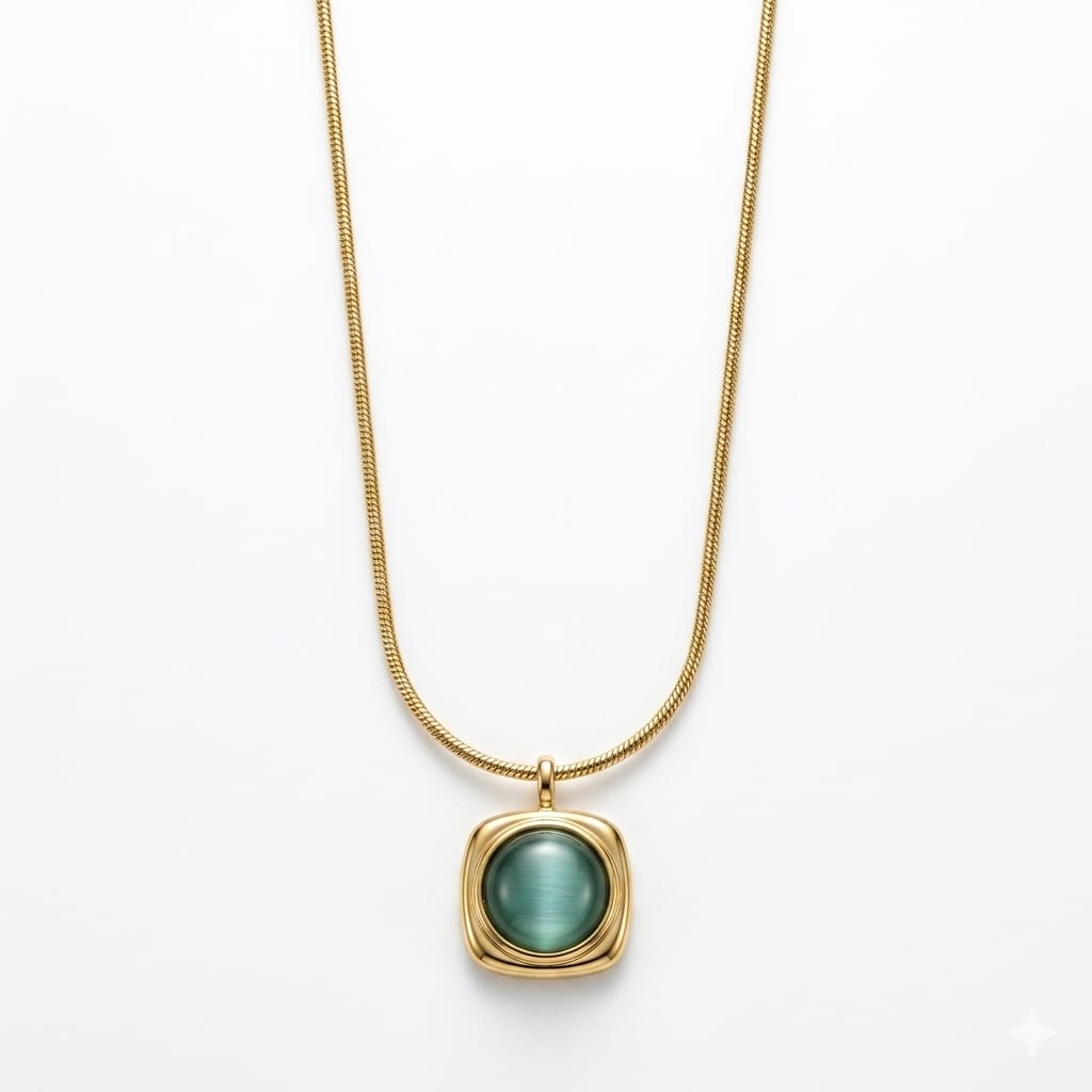 The Halo Cat-Eye Cushion Pendant Necklace
