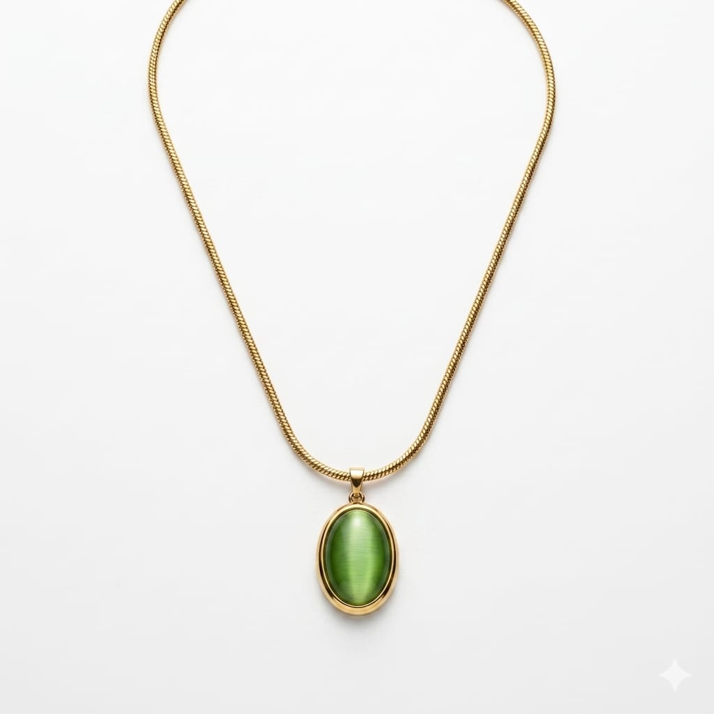 The Aura Cat-Eye Oval Pendant Necklace