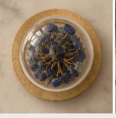 House of Rivit Lapis Lazuli Crystal Gem Tree in Glass Dome
