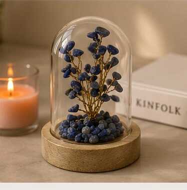 House of Rivit Lapis Lazuli Crystal Gem Tree in Glass Dome